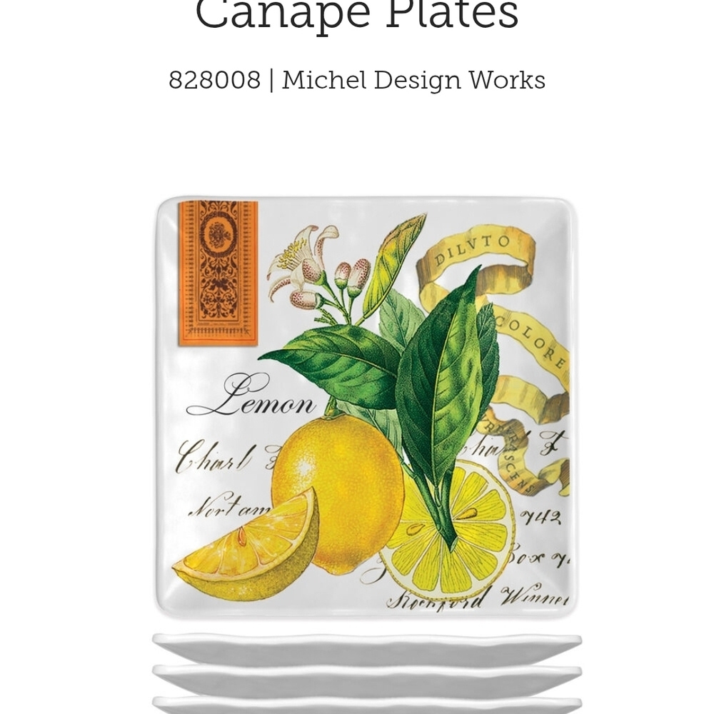 Lemon Basil Melamine Canapé Plates Set